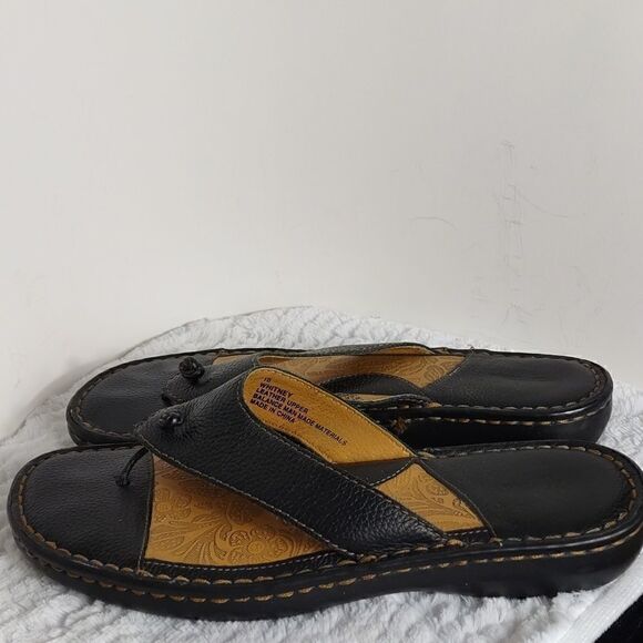 High Sierra Black Leather Woman's Thong Sandals - Picture 6 of 7